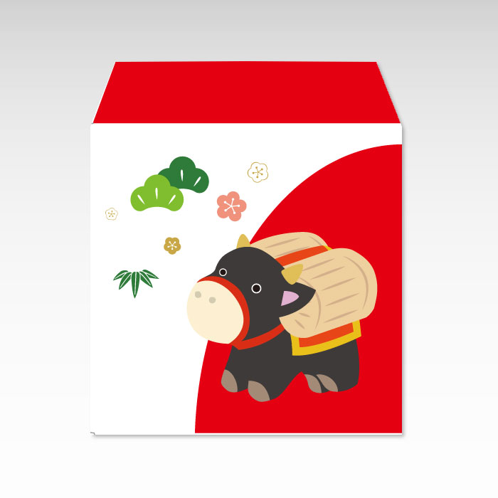 牛の親子／和紙製　コイン用ポチ袋(小)5枚セット お年玉袋・ぽち袋・おしゃれでかわいい多目的祝儀袋