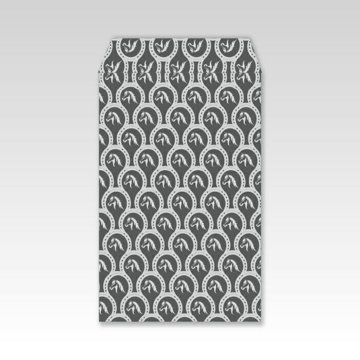 【2026年お年玉袋】蹄鉄horse shoes(小)／5枚　お札が3つ折り【上質紙製ポチ袋】