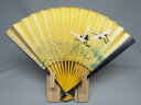 金地波に鶴絵扇子 6寸5分 裏面無地
