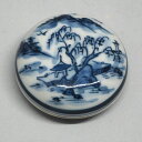 染付山水 香合 川瀬白鳳