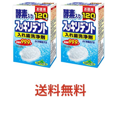 ライオンケミカル　スッキリデント 入れ歯洗浄剤 酵素入り 120錠×2箱(送料無料) 1