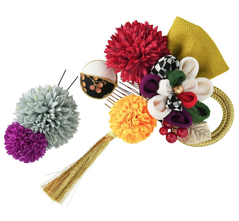 髪飾り 成人式 袴 髪飾り 袴 白 マルチカラー モダン梅 タッセル付 コーム・Uピン ヘアアクセサリー かみかざり 卒園式 七五三 202501