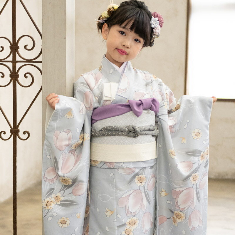 楽天市場】七五三 着物 7歳 フルセット(カラーグレー)(着物 楽天市場】七五三 着物 7歳 フルセット(カラーグレー)(着物