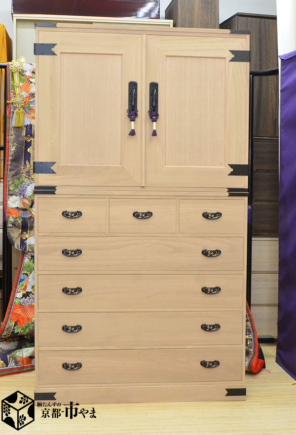 桐たんす 【関東〜九州設置送料無料】京都市やまオリジナル 祇園 京都風とのこ色 箱組ベタ底衣装たんす 桐タンス 桐箪笥　衣装5段　国産品 幅100cm 高さ175cm【着物用】【国産】　【日本製】　【smtb-k】【ky】【家具】【RCP】 桐だんす