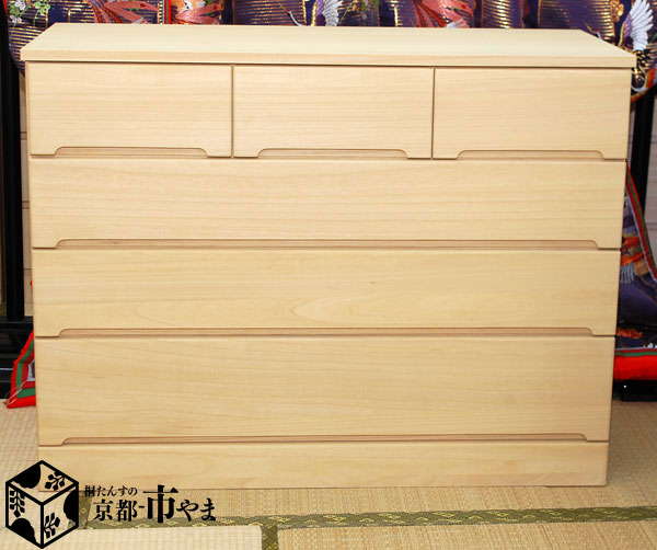 桐たんす 4段 4段 こだわり引出底板に防虫効果の高い楠板　とのこ仕上げ　桐クローゼット収納　桐たんす　桐箪笥　桐タンス　全段総地板入り　肥前桐民芸　国産品　引出し　箱組　100cm幅　京都市やま　オリジナル　【着物用】 【関東〜九州送料無料】【日本製】【家具】