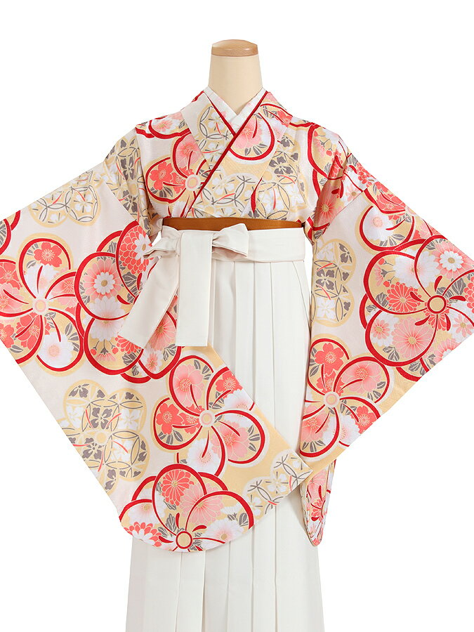 【レンタル】【着物セット】卒業式 袴 レンタル 女 小学生 大学生 先生 卒業袴 レンタル 女性 卒業袴セット SG-70 クリーム地 大花