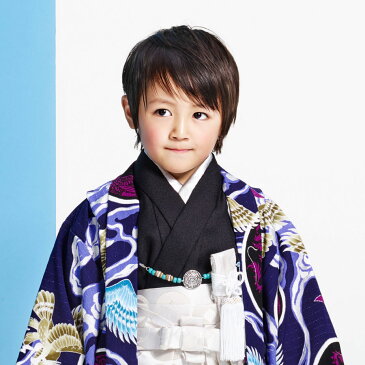 七五三 三歳 男児 着物 レンタル 内田篤人×JAPAN STYLE 羽織袴 アンサンブル トータル フルセット【3歳 貸衣装】子供 男児 セット お正月 卒業式【往復送料無料】古典 黒 白 紫