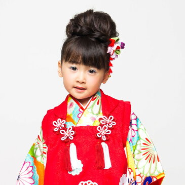【楽天スーパーSALE】紅一点 ブランド 【レンタル】 被布コート 11点フルセット【3歳 三歳 貸衣装 七五三】子供 女児 ひな祭り お正月【往復送料無料】古典 白 赤