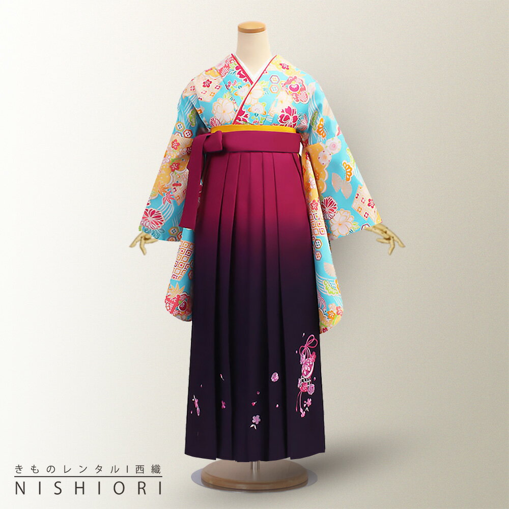 【レンタル】二尺袖 着物 袴 フルセット 和遊日 古典柄【貸衣装 卒業式】【袴Mサイズ】【ジュニア袴(小..