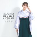 【GW限定お得なクーポン】袴 4点セット 卒業式 はかま レディース モダン 4サイズ S M L LL 緑 白 水色 七宝 グリーン 無地 女性 大学生 ジュ...