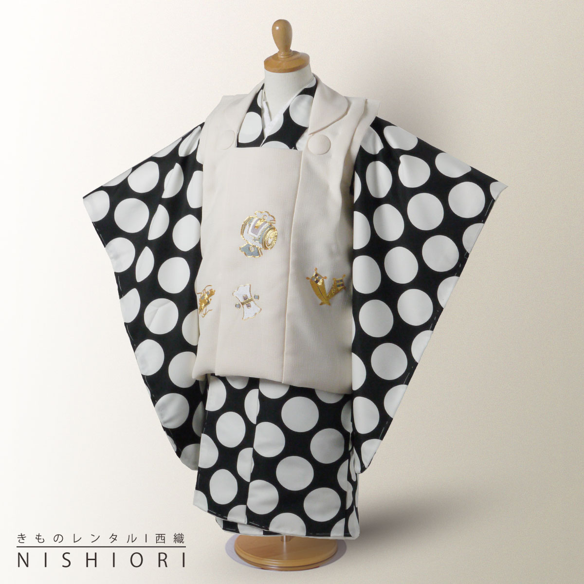【スーパーSALE 全品半額クーポン配布中!】【レンタル】 七五三 花わらべ 被布コート 三歳 男児 着物 アンサンブル フルセット【3歳 貸衣装 子供 男の子...