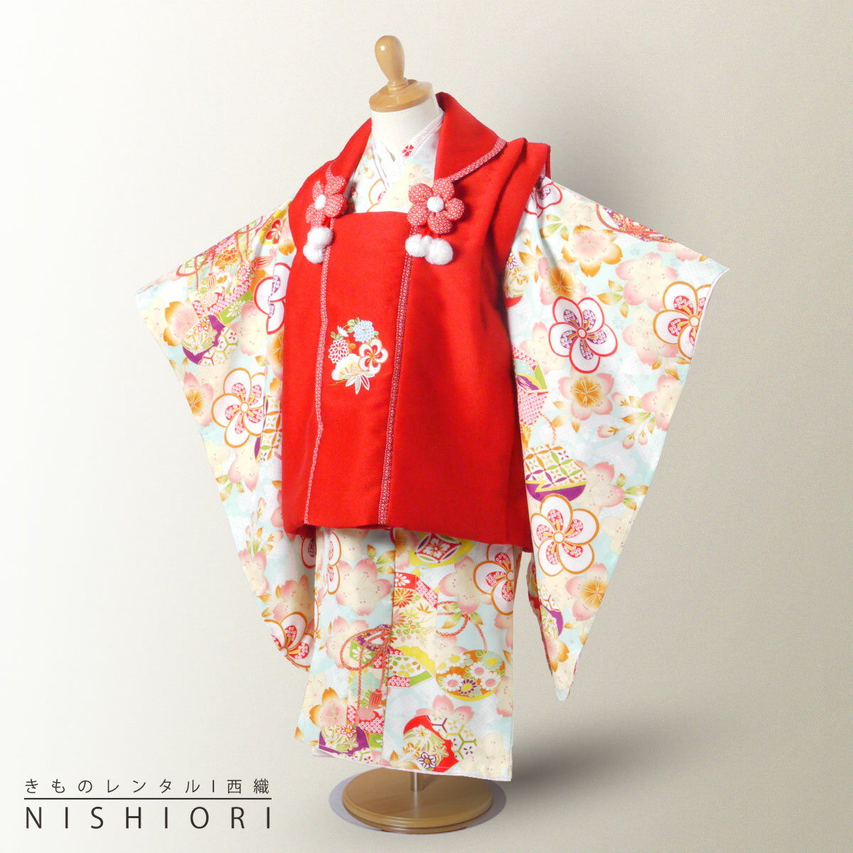 【スーパーSALE 全品半額クーポン配布中!】【レンタル】小町kids ブランド 被布コート フルセット【3歳 三歳 貸衣装 七五三】子供 女児 ひな祭り お正...