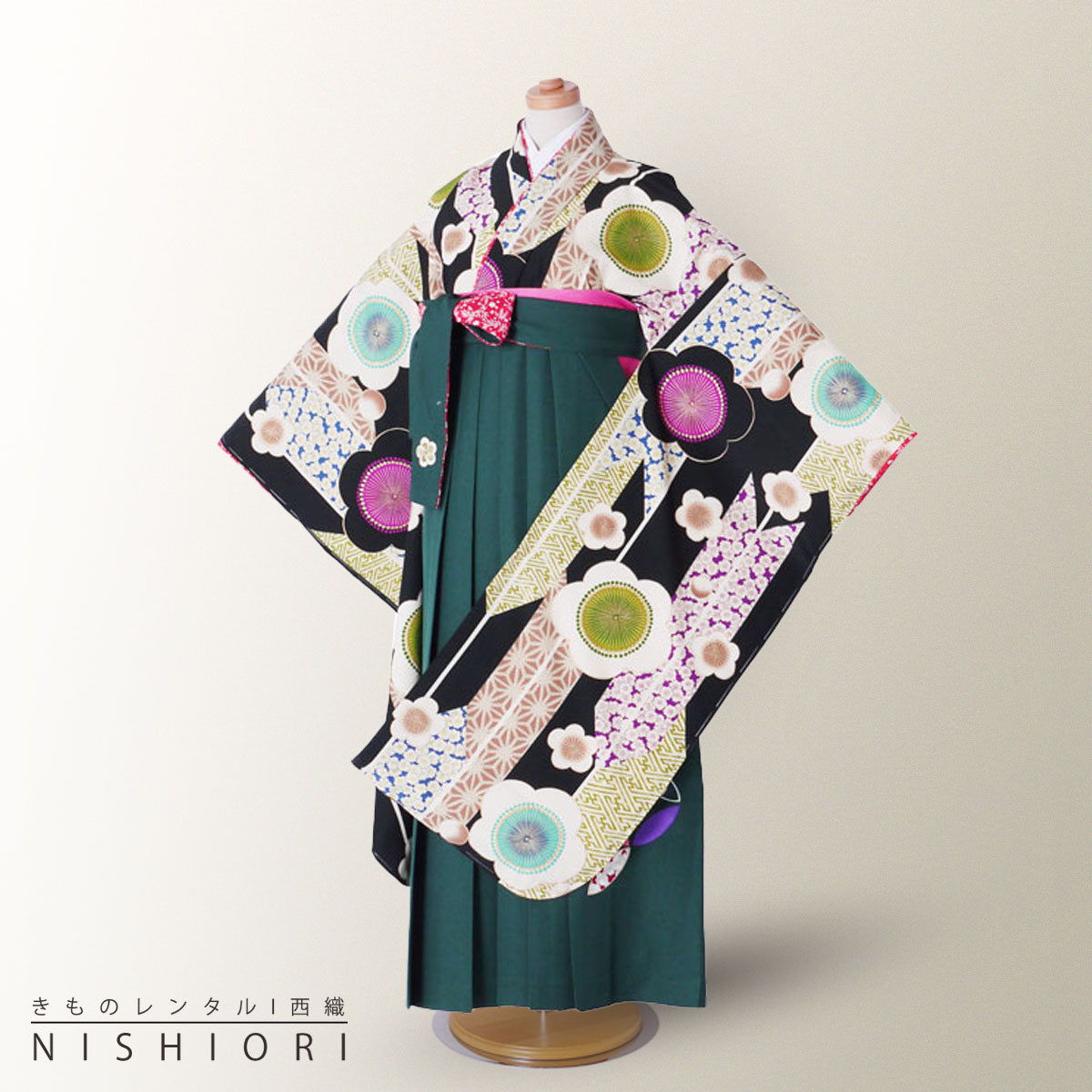 【BLACK FRIDAY お得なクーポン配布中!】【レンタル】榛原（はいばら） ジュニア 二尺袖 着物 袴 フル..