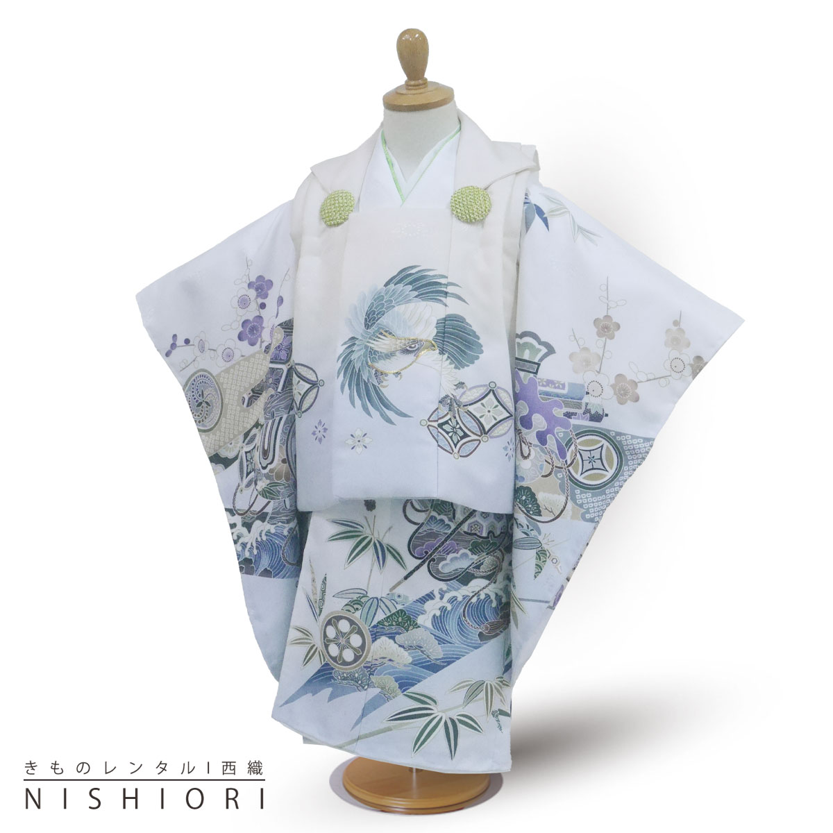 【スーパーSALE 全品半額クーポン配布中!】【レンタル】 七五三 被布コート 二歳 男児 着物 アンサンブル セット フルセット 被布【2歳 貸衣装 子供 男...