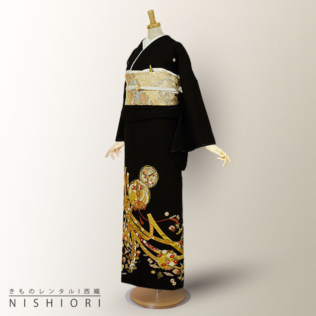 【スーパーSALE 30%OFFクーポン配布中!】【レンタル】 黒留袖 フルセット 【結婚式 婚礼 貸衣装】【往復送料無料】高級 正絹 比翼仕立て 五つ紋 草履 バッグ付き 母 親族 着物 ウェディング