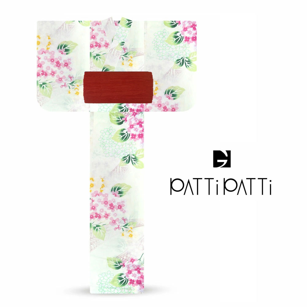 楽天和装通販 きものレンタル 西織PattiPatti/パティパティ レディース ブランド浴衣 3点セット 花火大会 夏祭り【浴衣＋帯＋下駄】OP多数 生成り地 紫陽花 アジサイ