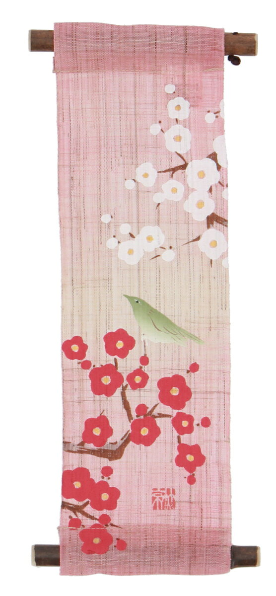 型染ミニタペ35 紅白梅にうぐいす・京都 くろちく 本店