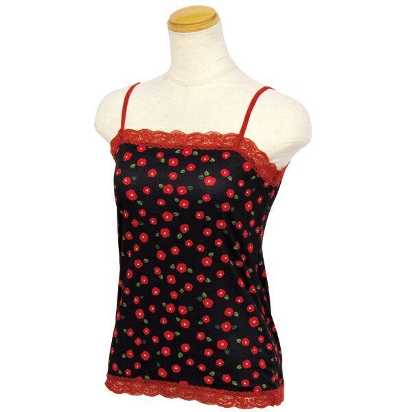 和柄ニットキャミソール椿 京都くろちく