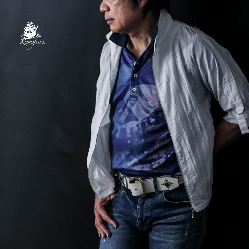 kurofuneポロシャツ・扇に松竹梅 L 京都くろちく