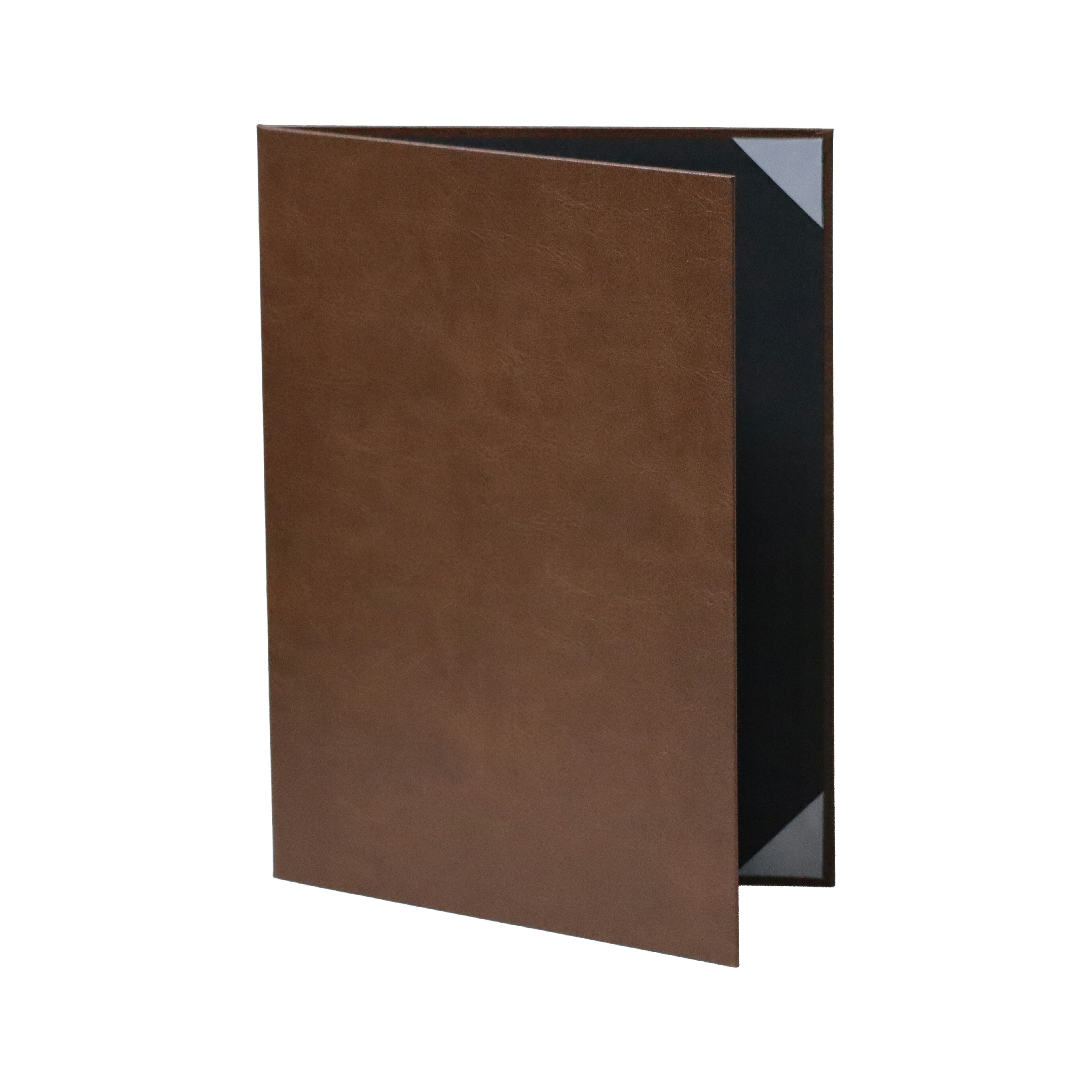 B5 茶レザー表紙 2枚収納用 パット無合成皮革 証書ホルダー 賞状ファイル