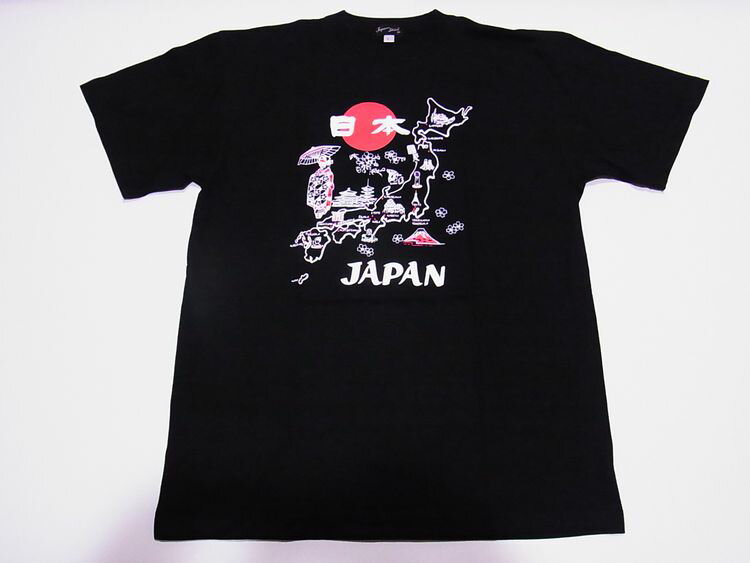 【日本のお土産】【日本のおみやげ】【ホームステイ おみやげ】【日本土産】（漢字・和柄）◆和風Tシャツ【地図舞妓】子供用（100cm〜150cm）黒地