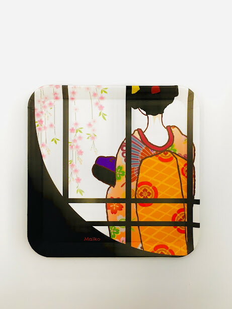 【京都　角皿　舞妓】　鈴木松風堂　和紙　京土産　贈り物　コースター　菓子皿　都踊り　金閣寺　清水寺　嵐山　渡月橋　祇園　伏見稲荷大社のサムネイル