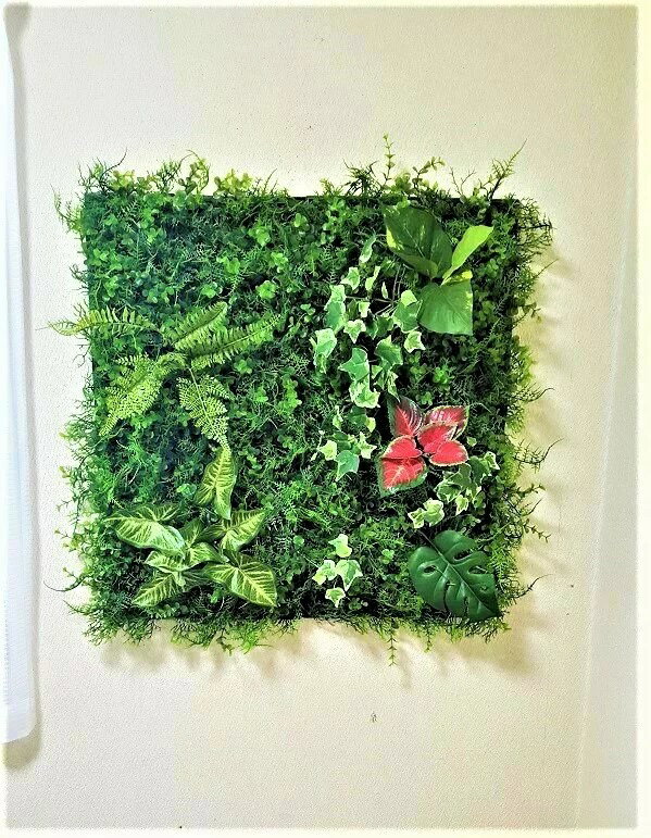●造花 人工観葉植物 グリーンパネル 60cm×60cm 触媒加工 [ ydg-5 ] 送料無料 98129