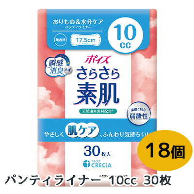 【ポイント3倍 期間限定】ポイズ さらさら 素肌 パンティ ライナー 10cc 30枚 × 18個 CRECIA 瞬間消臭 ..