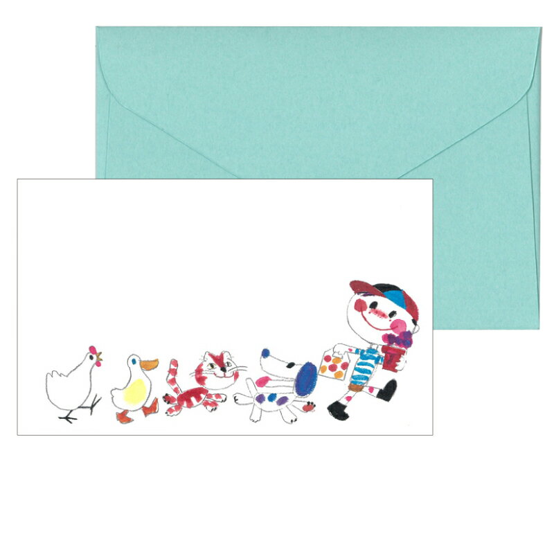 たろうのおでかけ グリーティングカード メッセージカード 一言メッセージ 絵本 堀内誠一 たろうと動物達 キャラクター イラスト グッズ 名刺サイズ ミニ 定形...