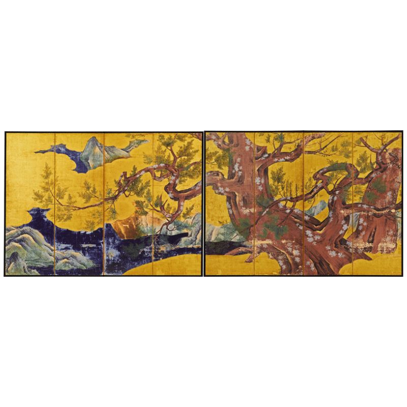 狩野永徳 国宝 檜図屏風 縮小屏風【送料込み】