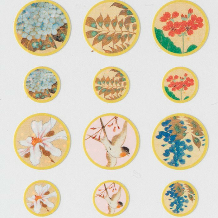 アートシール 〈 四季花鳥図巻 〉 酒井抱一 シール アートステッカー ホログラム仕...
