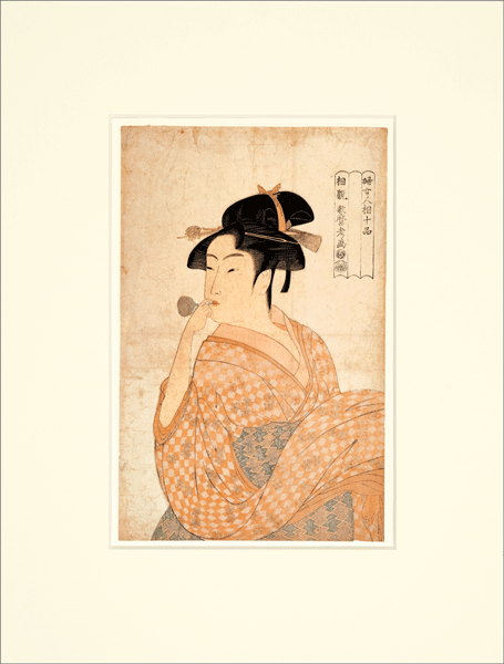 浮世絵 グッズ 額絵〈婦女人相十品 ポッピンを吹く娘〉コロタイプ浮世絵額絵 喜多川歌麿 ビードロ吹き ...