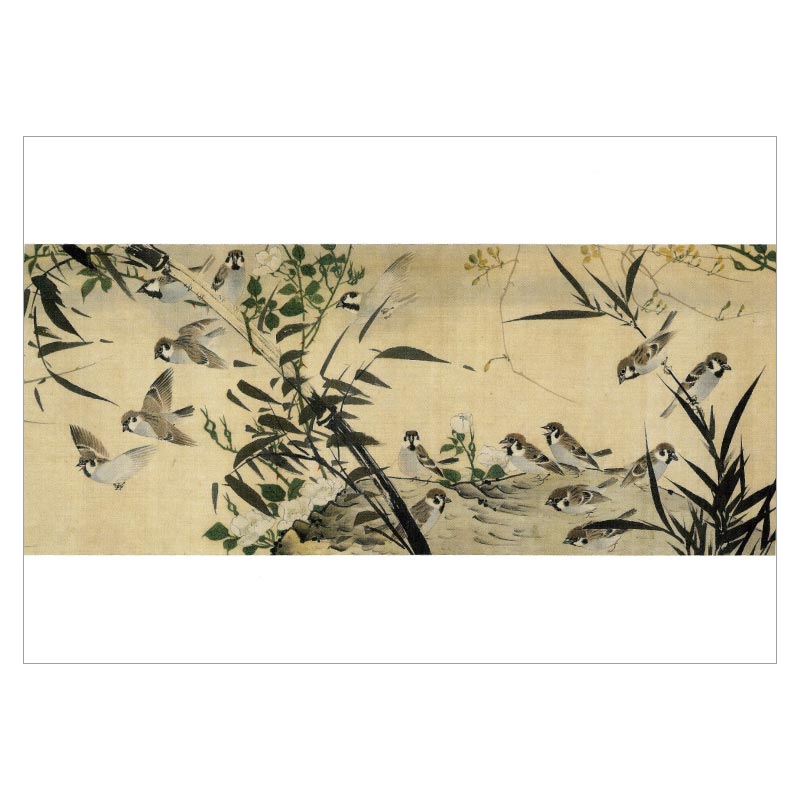 【DM便可】 絵はがき 葉書 ポストカード 長沢芦雪 鳥 すずめ 雀 生き物 花 植物 花鳥蟲獣図巻 曾道怡 日本画 奇想の画家
