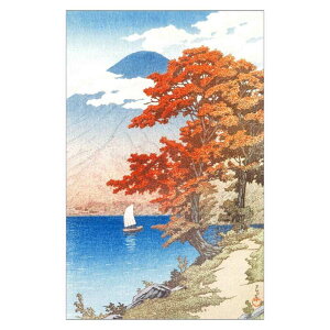 【DM便可】 コロタイプ絵はがき〈季趣五題 あきそまる　日光中禅寺湖〉 川瀬巴水　BC-035