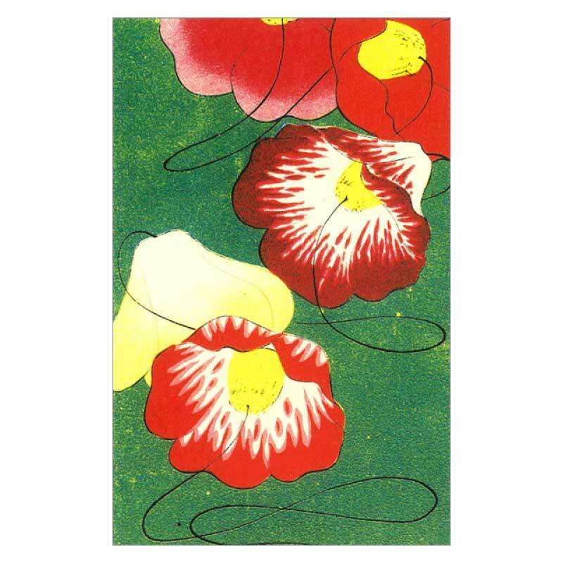 【DM便可】 コロタイプ絵はがき〈季趣五題 ふゆしずか　落ち椿〉墨池亭黒坊　BC-043