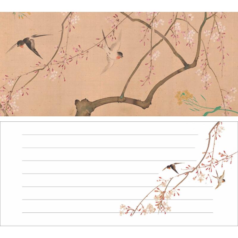 一筆箋 〈四季花鳥図巻〉 酒井抱一 春 花 鳥 メモ帳 一言メモ メッセージ 短冊 手紙 書簡 付箋 ふせん 添え文 添え状 横書き 香典 引っ越し 送別 歓迎...