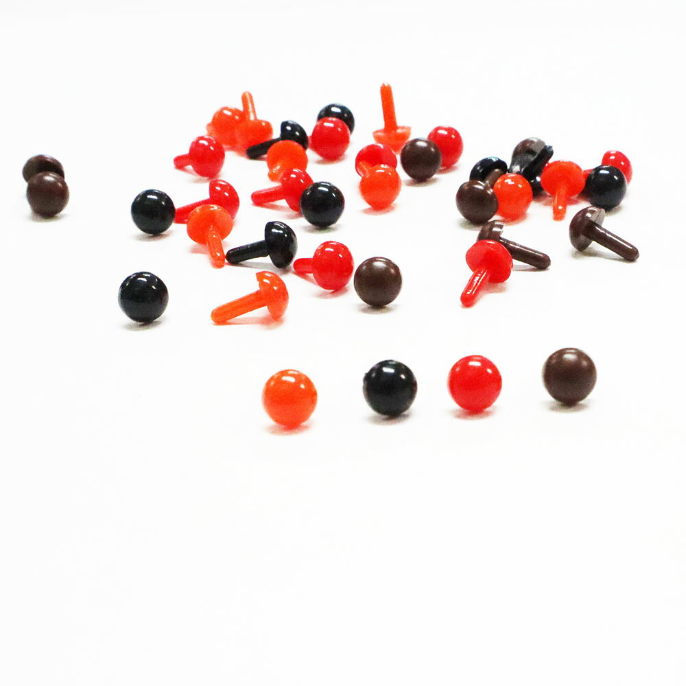 Rakuten - 【半円形ボタン/目玉】　6mm【単色：10個入】　ソリッドアイ　手芸材料　あみぐるみ/羊毛フェルト/ぬいぐるみの目/鼻に最適！！