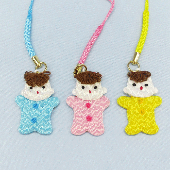 ちりめん細工　根付け　赤ちゃん　1個　＜カラー：3色＞[ちりめん根付][和柄ストラップ][和風ストラッ..