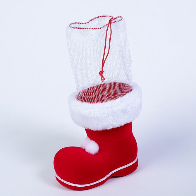 ブローブーツ Lサイズ【ぼんてん】【クリスマスブーツ】クリスマスの定番！！かわいいクリスマスブーツ。ネット付きなので、お菓子や小物を入れてプレゼントに!!※容器のみの販売です。