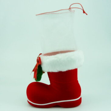ブローブーツ Lサイズ【ベル・リース】【クリスマスブーツ】クリスマスの定番！！かわいいクリスマスブーツ。ネット付きなので、お菓子や小物を入れてプレゼントに!!※容器のみの販売です。
