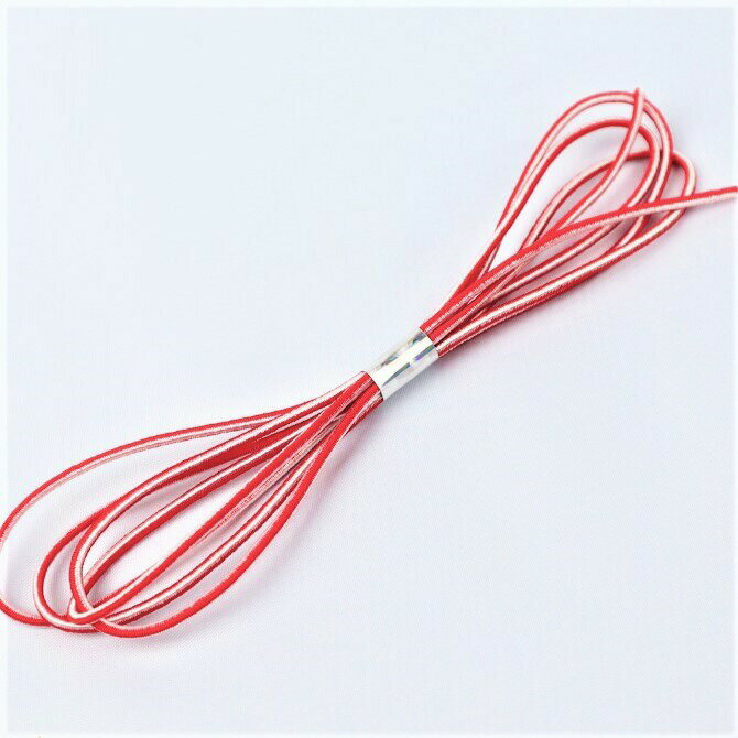 【振分】丸ゴム　紐　Φ約1.8mmx1mカット【カラー：赤/白】ラッピングゴム・手芸材料・ハンドメイドなど..