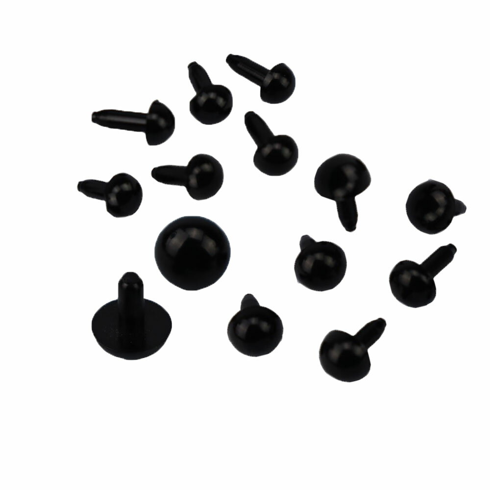 （半円形）手芸　目　さし目 　直径約8mm、9.5mm、15mm （黒）さし鼻　ハナ　目玉　ソリッドアイ　 ぬ..