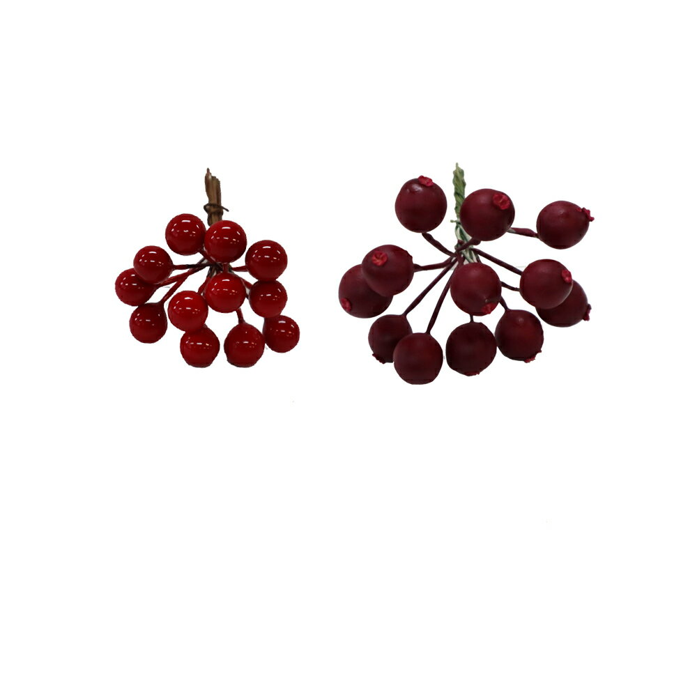 （A-2）赤い実（造花・秋・実）人工ベリー（12本入り ）花材　DIYデコレーション　クリスマス装飾パーツ