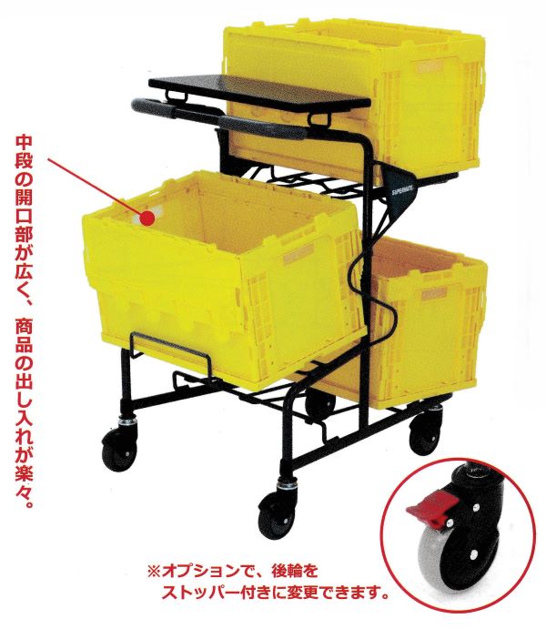【ピッキングカート】 スーパーメイト PC-3C カート 折り畳みコンテナ 作業効率アップ 3個載せ ピッキング 折りコン