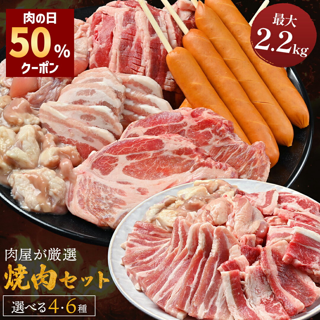 【 肉の日 半額クーポン で3,990円～ 】 BBQ 選べる セット 最大重量2.2kg 4～5人前 9～11人前 タレ付き 国産 牛バラ 牛ホルモン 豚バラ 豚肩ロース 鶏もも肉 ウインナー 焼肉のたれ 冷凍 肉 精肉 バーベキュー バーベキューセット 焼肉 敬老の日 ギフトのサムネイル