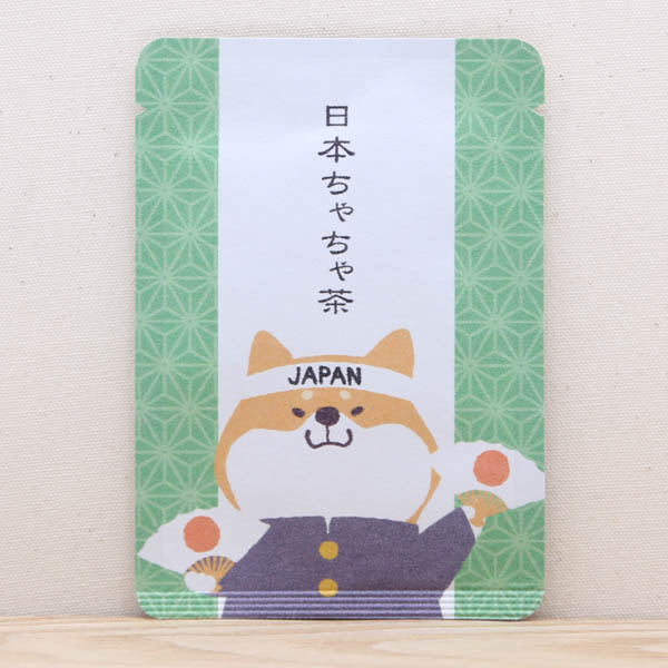 かわいい プチギフト お茶【日本ちゃちゃ茶（柴犬さん）｜オリンピック応援｜ごあいさつ茶】プチギフトやお土産にもぴったりな「ごあいさつ茶」シリーズ　日本茶専門店の京都・宇治田原産玉露ティーバッグ1包入／日本茶 カードタイプ ティーバッグ 玉露 緑茶 柴犬 犬 応援