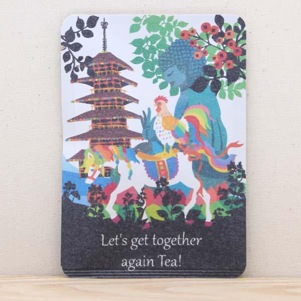 プチギフト お茶【ホラグチカヨ｜Let's get together again Tea!】プチギフトやお土産にもぴったりな「ごあいさつ茶」京都・宇治田原産・和紅茶ティーバッグ1包入／大仏 五重の塔 ニワトリ 馬 ウマ ティータイム カラフル お茶 お花 かわいい おしゃれ プレゼント 贈り物