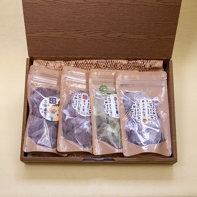 お茶ギフト【お茶の詰め合わせギフトBOX（三年番茶/ほうじ茶/玄米茶/和紅茶/ティーバッグタイプ）】贈り物やお手土産におすすめ！京都・宇治田原産 ギフト ギフトセット 贈り物 送料無料 日本茶 京都茶 お中元 ギフトお茶セット ギフトボックス 贈答品