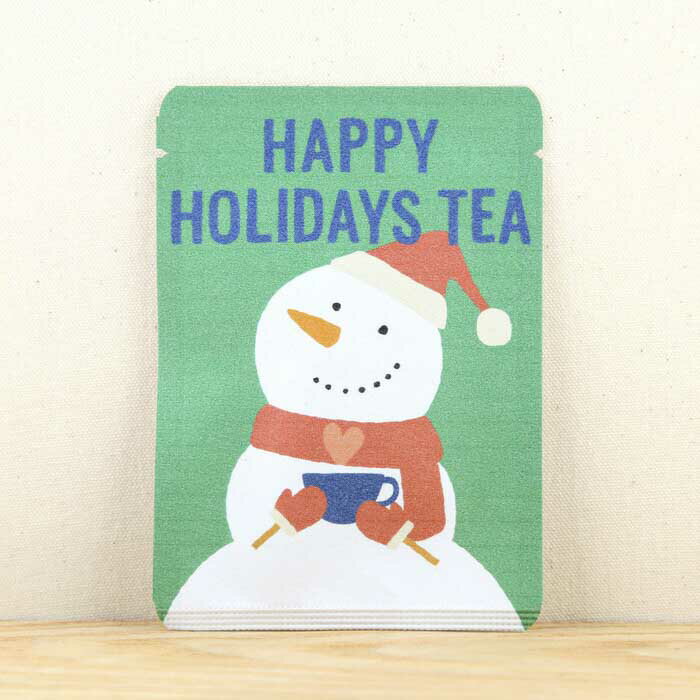 【HAPPY HOLIDAYS TEA (雪ダルマ)｜ごあいさつ茶｜和紅茶ティーバッグ1包入り】プチギフトやお土産にもぴったりな「ごあいさつ茶」シリーズ 日本茶専門店の京都・宇治田原産和紅茶ティーバッグ1包入／お茶 紅茶 プチギフト かわいい 雪だるま snowman クリスマス