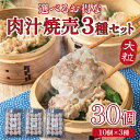 【楽天ランキング1位】お得な肉汁 焼売 選べる3種セット（各10個計30個）ジャンボ しゅうまい 大きい 通常の1.5倍 口中に肉汁溢れる！ ギフト 惣菜 中華 点心 送料無料 グルメ 食品 冷凍 お弁当 御中元 お中元